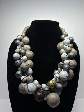 Iris Apfel - Gray Metallic Cluster Ball Necklace